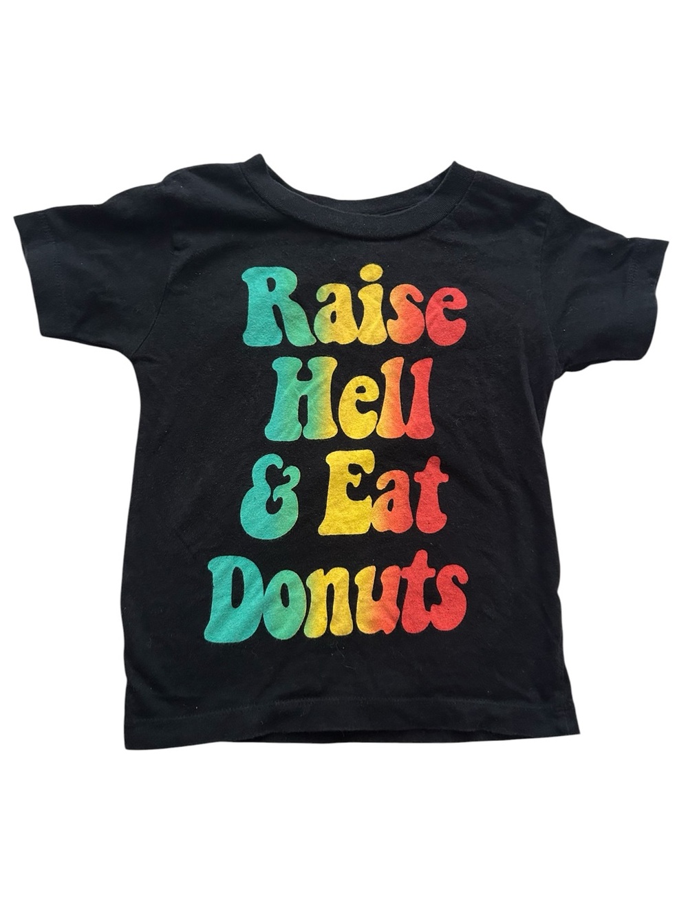 Prefresh Raise Hell & Eat Donuts Black Graphic Toddler Shirt 2T